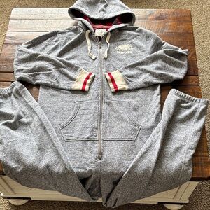 Roots Gray Hooded Jumpsuit with Red Accents